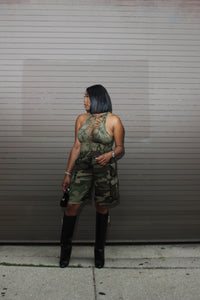 Camouflage army fatigue cargo shorts